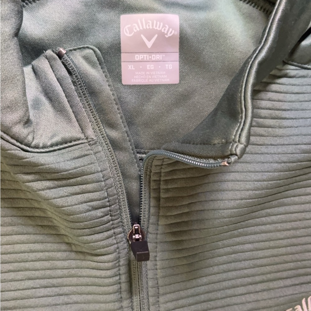 Callaway Olive Green Ribbed Full-Zip Performance Jacket